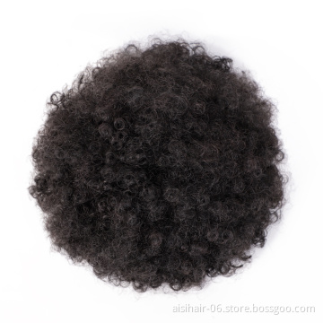 Aisi Hair Color 2# Kinky Curly Hair Bun Ponytail Women's Synthetic Puff Afro Short Curly Chignon Hair Extension For Black Women